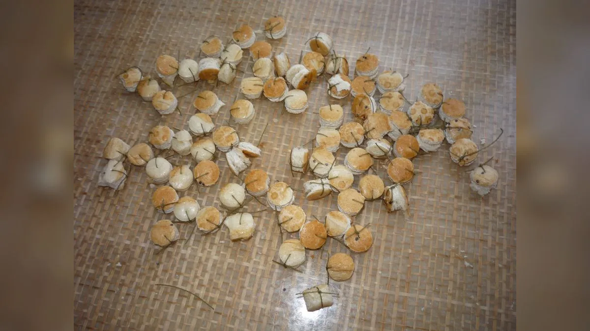 Selbstgemachte Boilies mit Haar-Faden zum Anknoten
